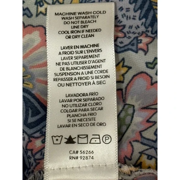 Ella Moss Maxi Dress Floral Print V Neck‎ Tie Waist Casual Blue Size L - Picture 6 of 8